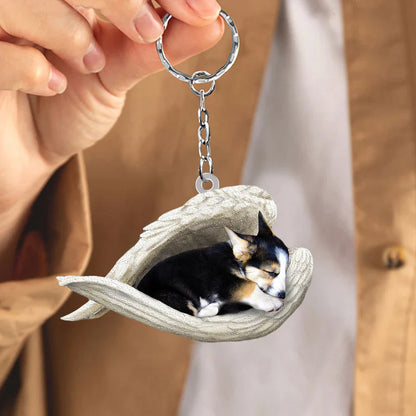 Sleeping Angel Acrylic Keychain Tricor Corgi
