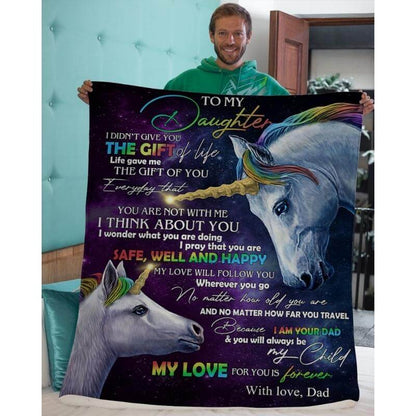 To My Daughter - From Dad - Unicorn A318 - Premium Blanket