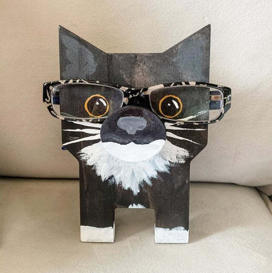 Handmade Glasses Stand F037 Black Cat